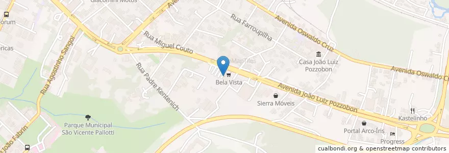 Mapa de ubicacion de Bella Trento en البَرَازِيل, المنطقة الجنوبية, ريو غراندي دو سول, Região Geográfica Intermediária De Santa Maria, Região Geográfica Imediata De Santa Maria, Santa Maria.