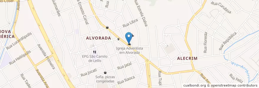 Mapa de ubicacion de Igreja Adventista em Alvorada en Brazil, Southeast Region, Espírito Santo, Região Geográfica Intermediária De Vitória, Greater Vitória, Vila Velha, Microrregião Vitória.