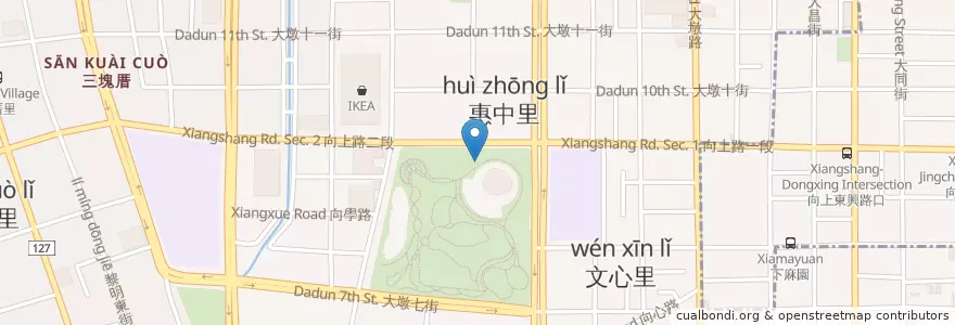 Mapa de ubicacion de 文心森林廁所 en 臺灣, 臺中市, 南屯區.