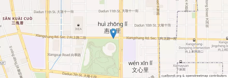 Mapa de ubicacion de 文心森林公園 en 臺灣, 臺中市, 南屯區.