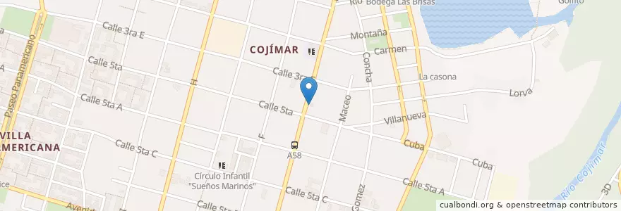 Mapa de ubicacion de Café Ajiaco en キューバ, La Habana, Habana Del Este.