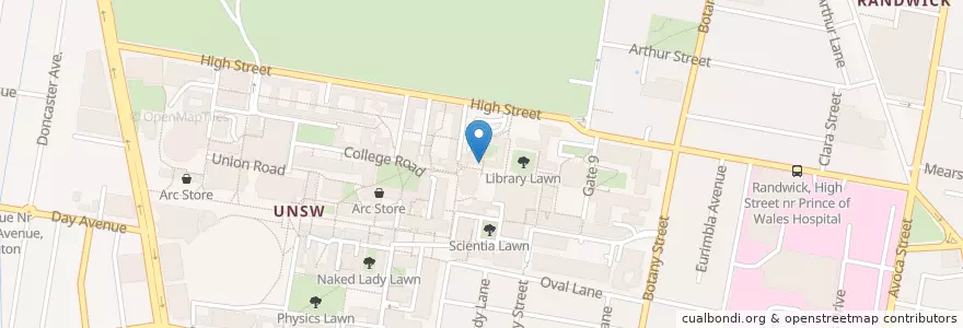 Mapa de ubicacion de Boost Juice en 澳大利亚, 新南威尔士州, Sydney, Randwick City Council.