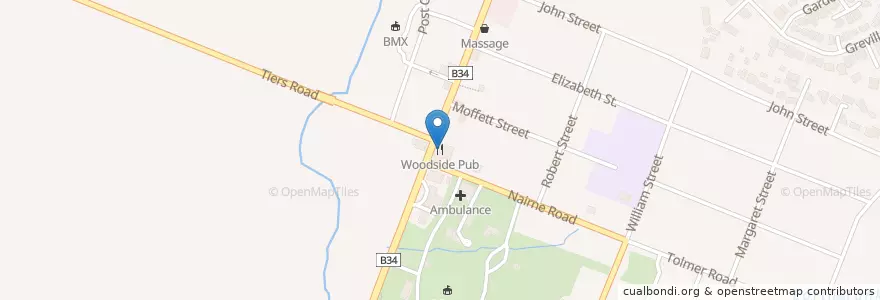 Mapa de ubicacion de Woodside Pub en أستراليا, جنوب أستراليا, Adelaide Hills Council.