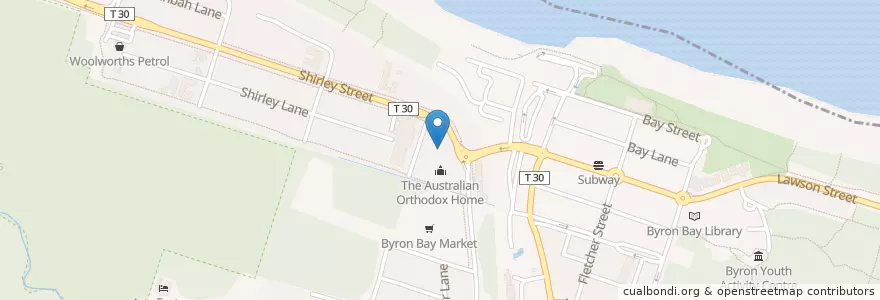 Mapa de ubicacion de Byron Bay Police Station en Australia, New South Wales, Byron Shire Council.