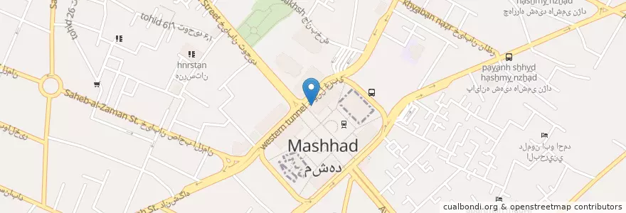 Mapa de ubicacion de بانک شهر en イラン, ラザヴィー・ホラーサーン, شهرستان مشهد, مشهد, بخش مرکزی شهرستان مشهد.