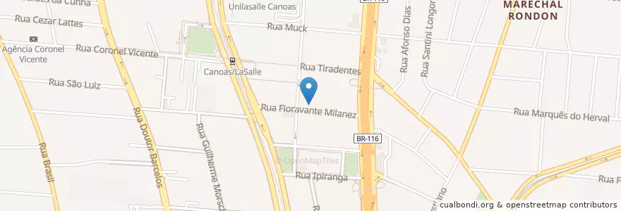 Mapa de ubicacion de Caixa Econômica Federal en ブラジル, 南部地域, リオグランデ・ド・スル, Região Geográfica Intermediária De Porto Alegre, Região Metropolitana De Porto Alegre, Região Geográfica Imediata De Porto Alegre, Canoas.