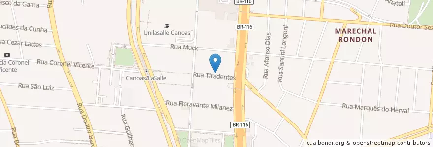 Mapa de ubicacion de Santander en Brazil, South Region, Rio Grande Do Sul, Região Geográfica Intermediária De Porto Alegre, Metropolitan Region Of Porto Alegre, Região Geográfica Imediata De Porto Alegre, Canoas.