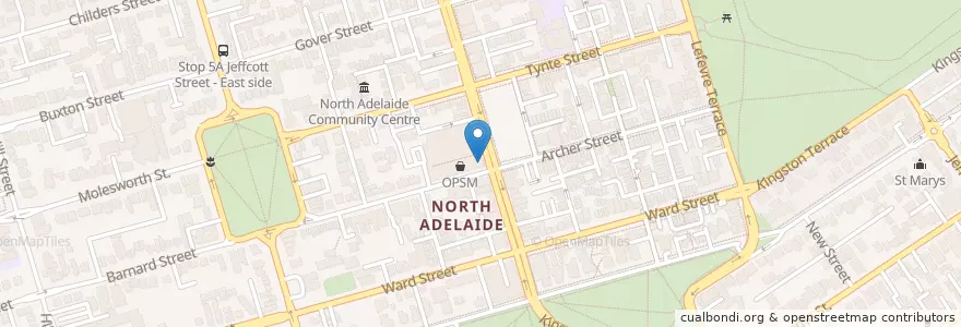 Mapa de ubicacion de Pippos en Australië, Zuid-Australië, Adelaide, Adelaide City Council.