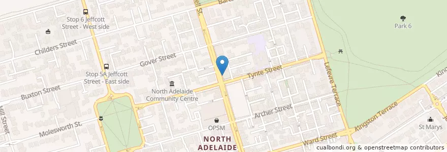 Mapa de ubicacion de Cambridge Balcony Bar en Australia, Australia Meridionale, Adelaide, Adelaide City Council.