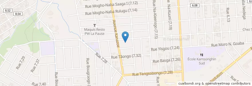 Mapa de ubicacion de Marché de Nabraaga en ブルキナファソ, Centre, Kadiogo, ワガドゥグー.