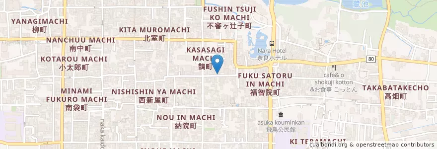 Mapa de ubicacion de 喫茶去庵 en 日本, 奈良県/奈良縣, 奈良市.