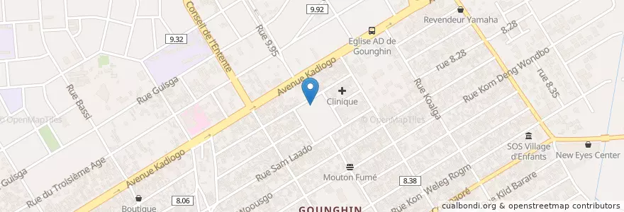 Mapa de ubicacion de Marché de Gounghin en بورکینافاسو, Centre, Kadiogo, اوآگادوگو.
