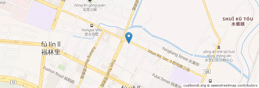 Mapa de ubicacion de 東和池上飯包 en 臺灣, 臺中市, 西屯區.