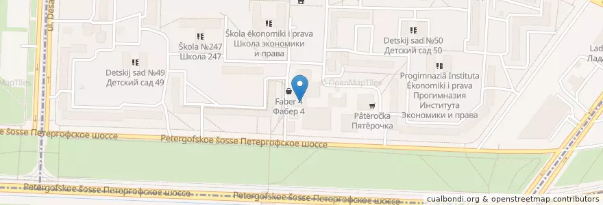 Mapa de ubicacion de Sberbank en Russia, Northwestern Federal District, Leningrad Oblast, Saint Petersburg, Красносельский Район, Округ Юго-Запад.