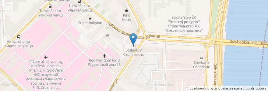 Mapa de ubicacion de Столовкинъ en Rusia, Северо-Западный Федеральный Округ, Óblast De Leningrado, San Petersburgo, Центральный Район, Округ Смольнинское.
