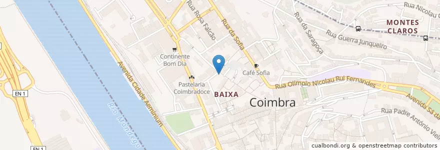Mapa de ubicacion de As Capas Negras en 葡萄牙, Centro, Baixo Mondego, Coimbra, Coimbra, Sé Nova, Santa Cruz, Almedina E São Bartolomeu.