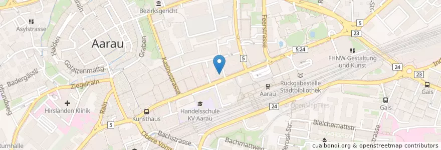 Mapa de ubicacion de Ye Olde Penny Farthing en 瑞士, Aargau, Bezirk Aarau, Aarau.