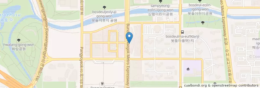 Mapa de ubicacion de California Pizza Kitchen en Südkorea, Gyeonggi-Do, 분당구.