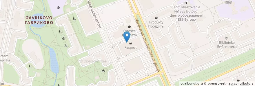 Mapa de ubicacion de 36,6 en Russia, Distretto Federale Centrale, Москва, Юго-Западный Административный Округ, Južnoe Butovo.