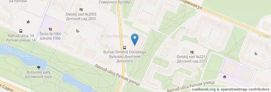 Mapa de ubicacion de Горздрав en ロシア, 中央連邦管区, モスクワ, Юго-Западный Административный Округ, Район Северное Бутово.