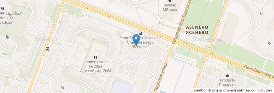 Mapa de ubicacion de Асна en 러시아, Центральный Федеральный Округ, Москва, Юго-Западный Административный Округ, Район Ясенево.