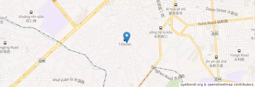 Mapa de ubicacion de 上界青熱炒店 en تايوان, تايبيه الجديدة, 永和區.