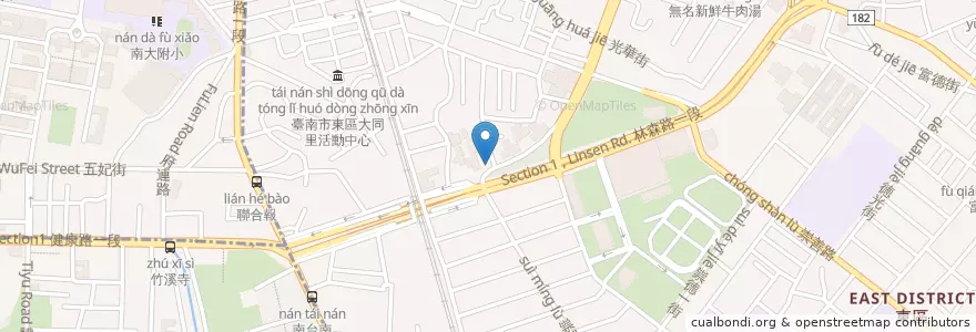 Mapa de ubicacion de 加恩診所 en Taiwan, 臺南市, 東區.