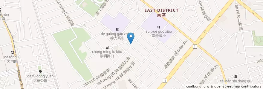 Mapa de ubicacion de 黃輝鵬皮膚科 en Taiwan, Tainan, 東區.