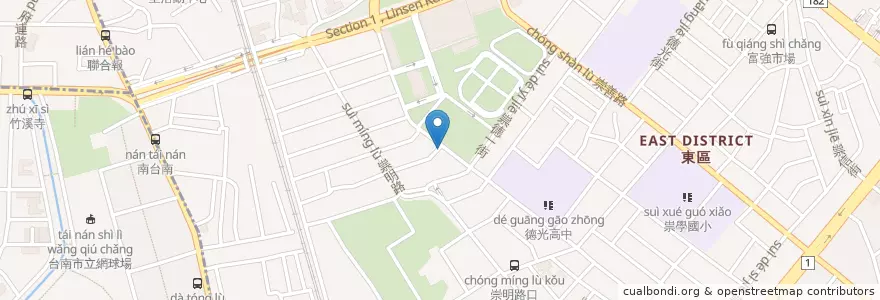 Mapa de ubicacion de 洪慶喜中醫診所 en 台湾, 台南市, 東区.