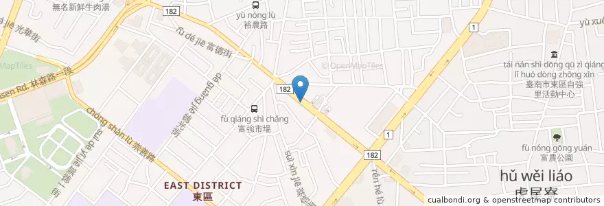 Mapa de ubicacion de 張明木眼科診所 en 臺灣, 臺南市, 東區.