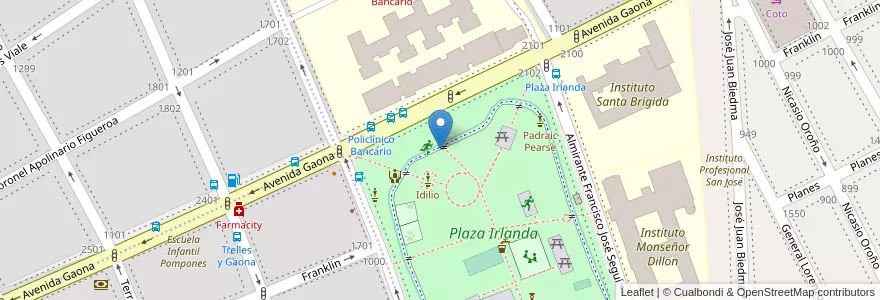 Mapa de ubicacion de 350 - Plaza Irlanda en 아르헨티나, Ciudad Autónoma De Buenos Aires, 부에노스아이레스, Comuna 6.
