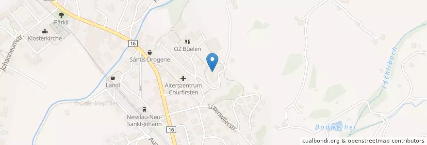 Mapa de ubicacion de Primarschule Büelen en Suíça, Sankt Gallen, Wahlkreis Toggenburg, Nesslau.