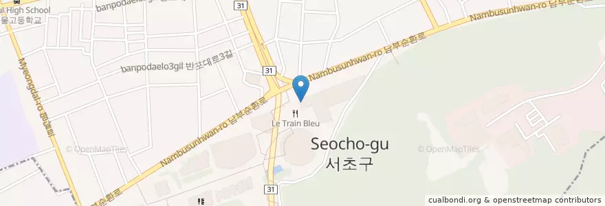 Mapa de ubicacion de 바우하우스 (Cafe Bauhaus) en Zuid-Korea, Seoel, 서초구, 서초3동, 서초동.