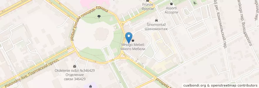 Mapa de ubicacion de Банк "Русский Стандарт" en Rússia, Distrito Federal Do Sul, Oblast De Rostov, Городской Округ Новочеркасск.