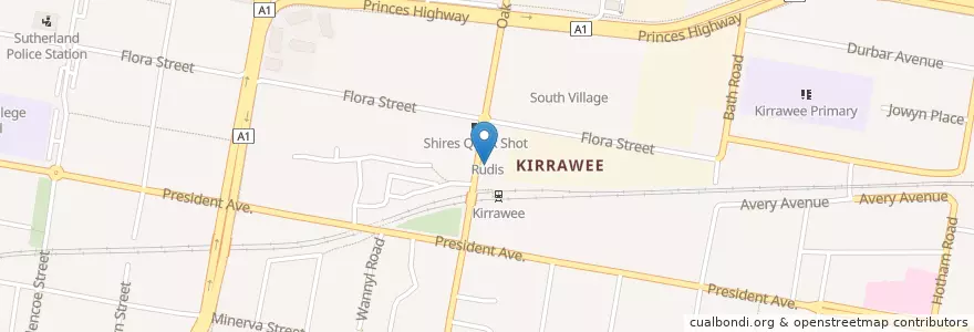 Mapa de ubicacion de Kirrawee Chemist en Australia, New South Wales, Sutherland Shire Council, Sydney.
