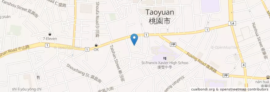 Mapa de ubicacion de 丁丁藥局 en Taiwan, 桃園市, 桃園區.