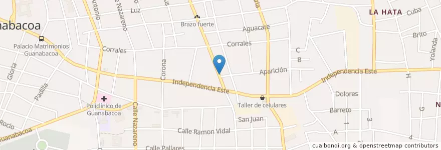 Mapa de ubicacion de Farmacia De Palo Blanco en Küba, La Habana, Guanabacoa.