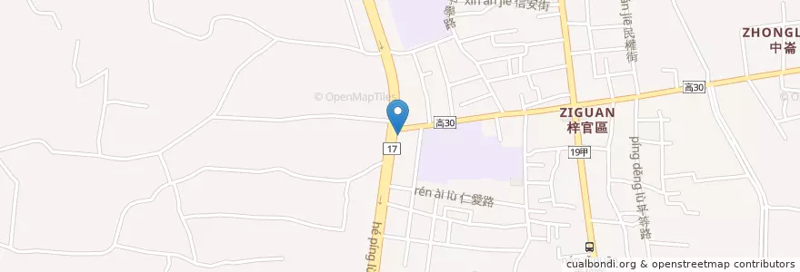 Mapa de ubicacion de 丹丹漢堡 en Taiwan, Kaohsiung, 梓官區.