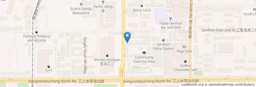 Mapa de ubicacion de San Li Tun Jazz Bar en الصين, بكين, خبي, 朝阳区 / Chaoyang.