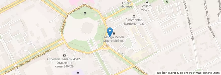 Mapa de ubicacion de Социальная аптека en Rússia, Distrito Federal Do Sul, Oblast De Rostov, Городской Округ Новочеркасск.