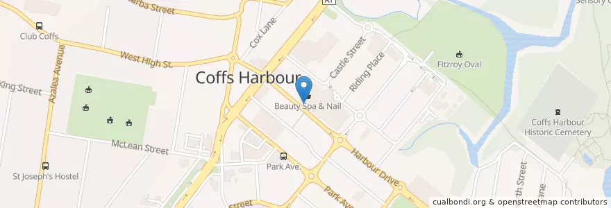 Mapa de ubicacion de Suncorp Bank en Avustralya, New South Wales, Coffs Harbour City Council.