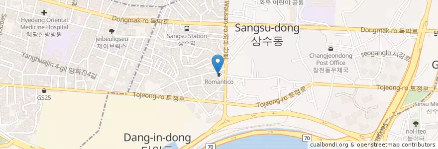 Mapa de ubicacion de Romantico en كوريا الجنوبية, سول, 마포구, 서강동.