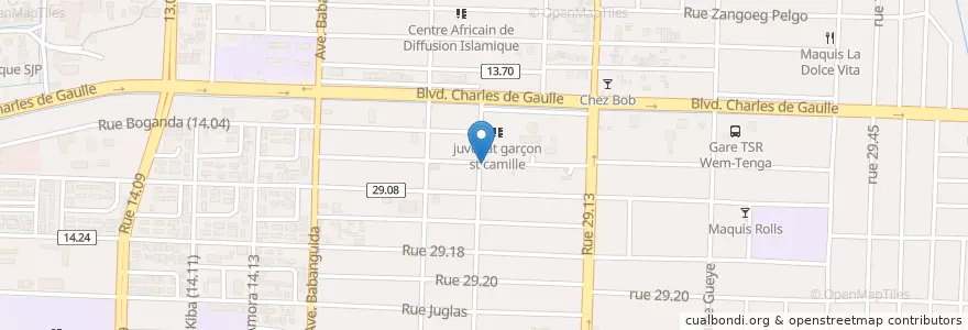 Mapa de ubicacion de Maquis/Restaurant Nabia en Burkina Faso, Centre, Kadiogo, Ouagadougou.