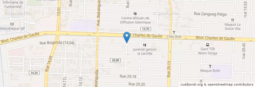 Mapa de ubicacion de Weng Pzarga Chez Tantie Adja en بوركينا فاسو, الأوسط, Kadiogo, واغادوغو.