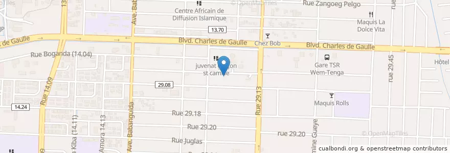 Mapa de ubicacion de Restaurant Senegalaise Chez Tantie Kiré en Burkina Faso, Centre, Kadiogo, Ouagadougou.