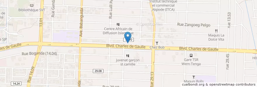Mapa de ubicacion de MUSECA Epargne et crédit en ブルキナファソ, Centre, Kadiogo, ワガドゥグー.