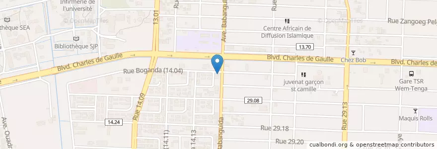 Mapa de ubicacion de BICIAB en ブルキナファソ, Centre, Kadiogo, ワガドゥグー.