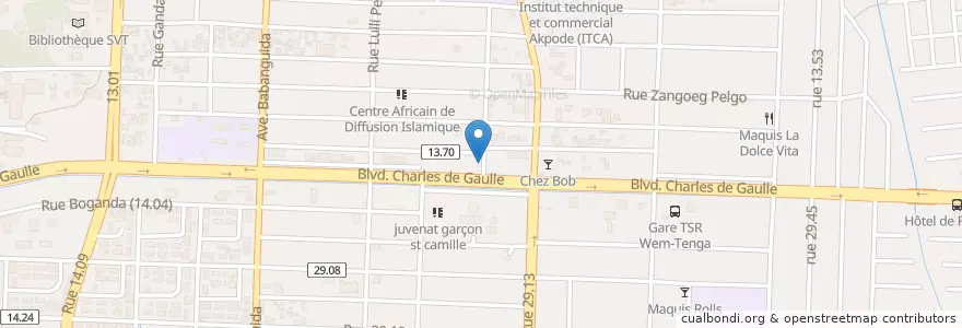 Mapa de ubicacion de Bar dancing Diamant en بوركينا فاسو, الأوسط, Kadiogo, واغادوغو.