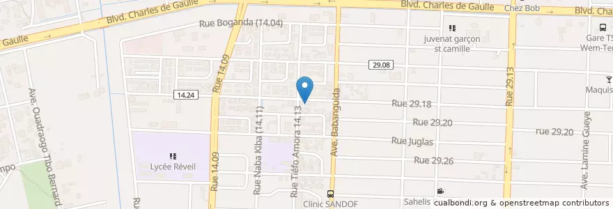 Mapa de ubicacion de Orphelinat Centre International Dorcas en ブルキナファソ, Centre, Kadiogo, ワガドゥグー.