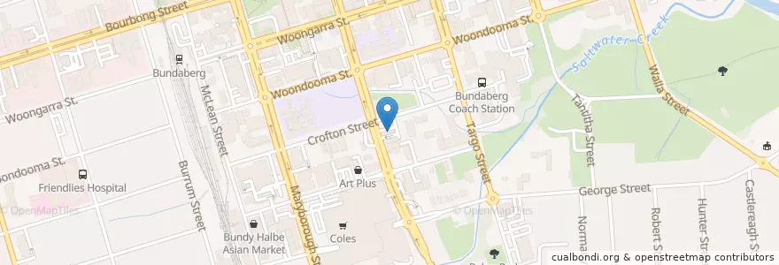 Mapa de ubicacion de Coles Express en Australie, Queensland, Bundaberg Region.
